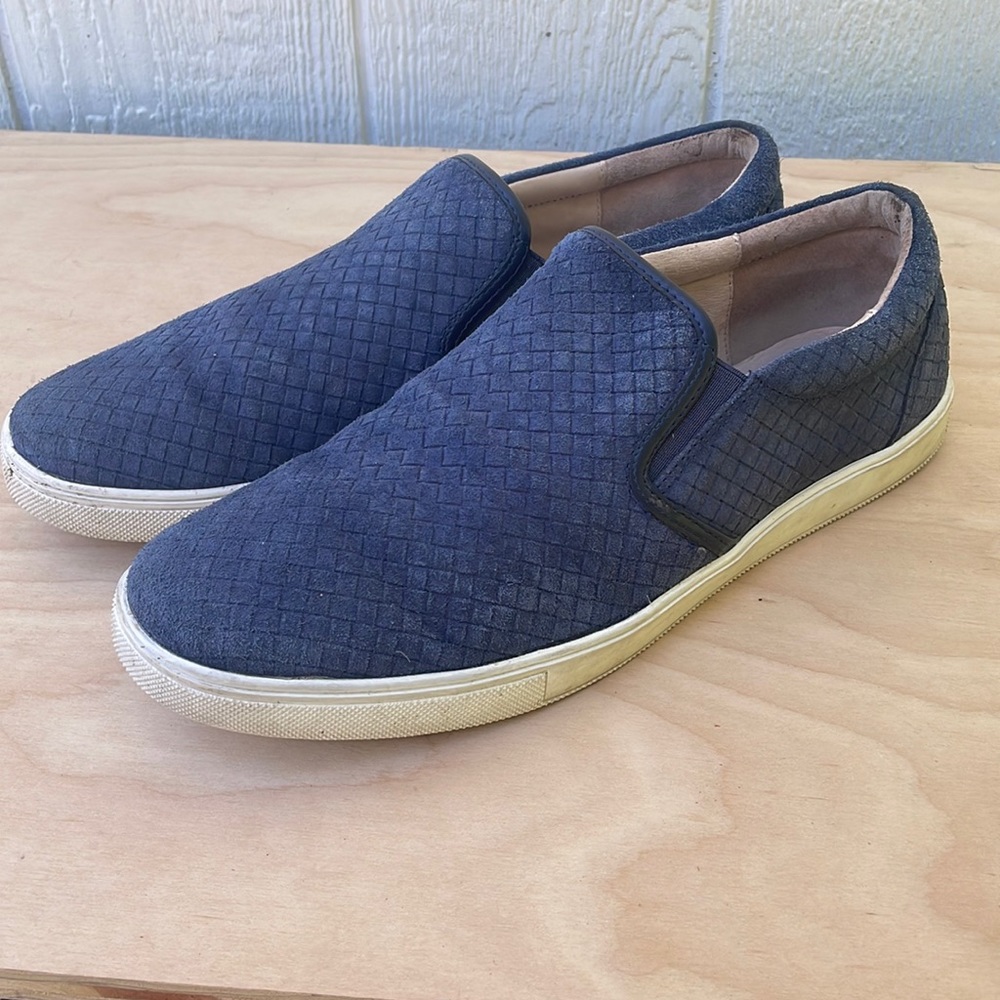 SAM EDELMAN Eric Woven Blue Suede Leather Slip On Sneakers Mens size 13